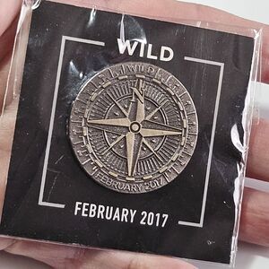 New Silver Tone Loot Crate Round Compass Pin Wild February 2017